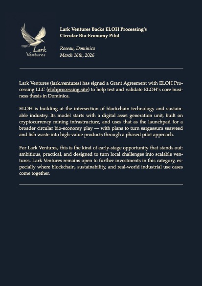 Preview image for the recent Lark Ventures investment into ELOH
